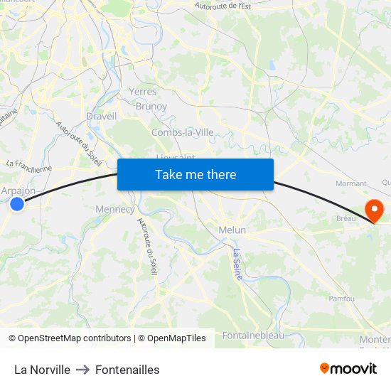 La Norville to Fontenailles map