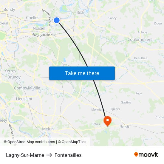 Lagny-Sur-Marne to Fontenailles map