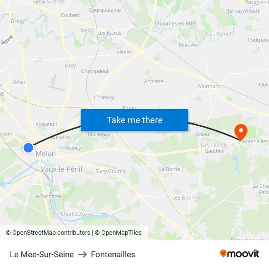 Le Mee-Sur-Seine to Fontenailles map