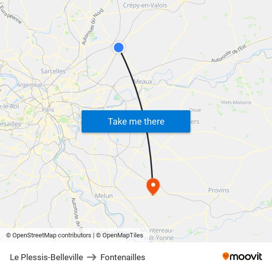 Le Plessis-Belleville to Fontenailles map