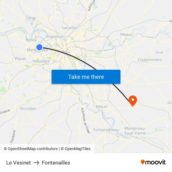Le Vesinet to Fontenailles map