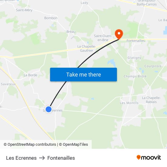 Les Ecrennes to Fontenailles map