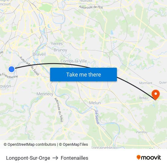 Longpont-Sur-Orge to Fontenailles map