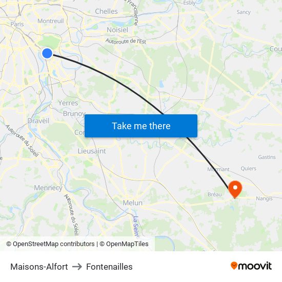 Maisons-Alfort to Fontenailles map