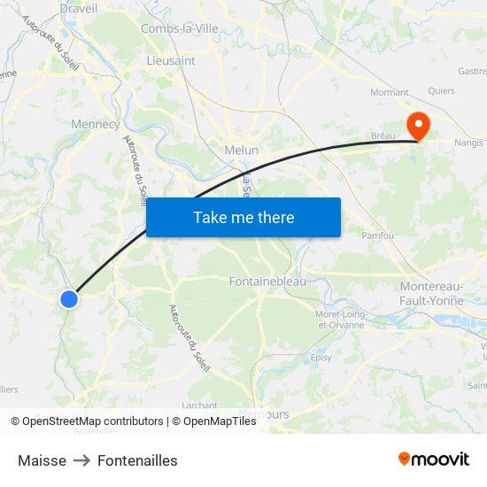 Maisse to Fontenailles map