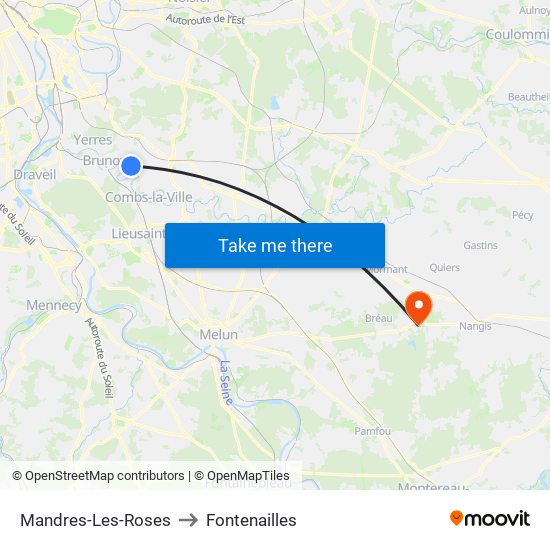 Mandres-Les-Roses to Fontenailles map