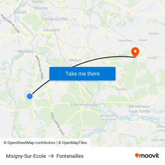 Moigny-Sur-Ecole to Fontenailles map