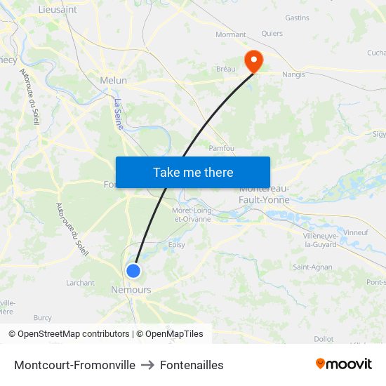 Montcourt-Fromonville to Fontenailles map