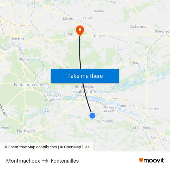 Montmachoux to Fontenailles map
