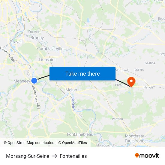 Morsang-Sur-Seine to Fontenailles map