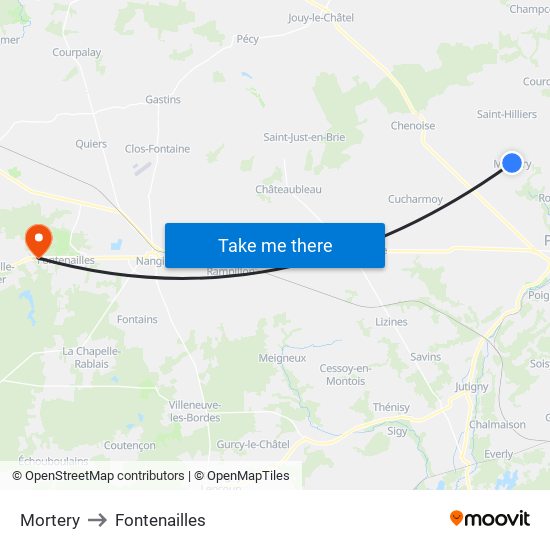 Mortery to Fontenailles map