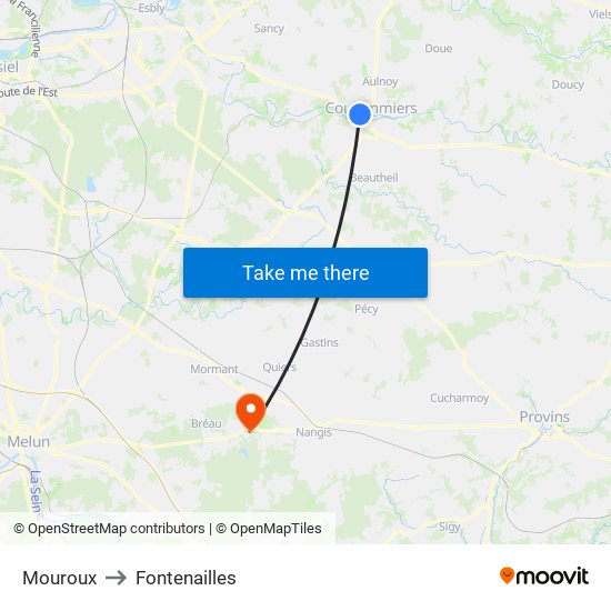 Mouroux to Fontenailles map