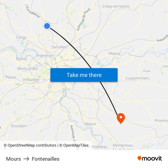 Mours to Fontenailles map