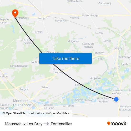 Mousseaux-Les-Bray to Fontenailles map