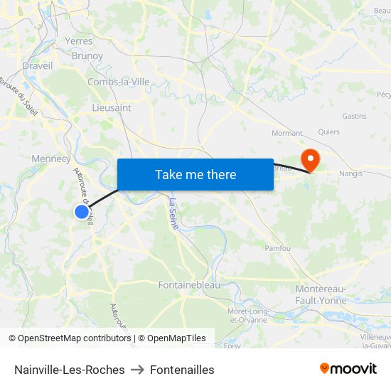 Nainville-Les-Roches to Fontenailles map