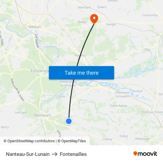 Nanteau-Sur-Lunain to Fontenailles map