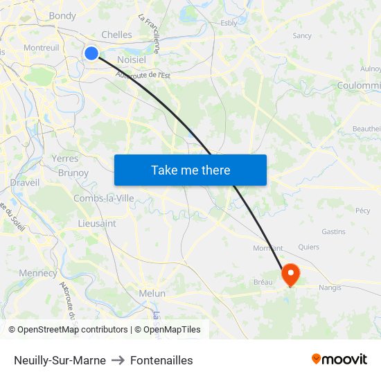 Neuilly-Sur-Marne to Fontenailles map