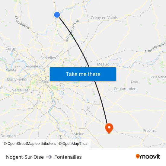 Nogent-Sur-Oise to Fontenailles map