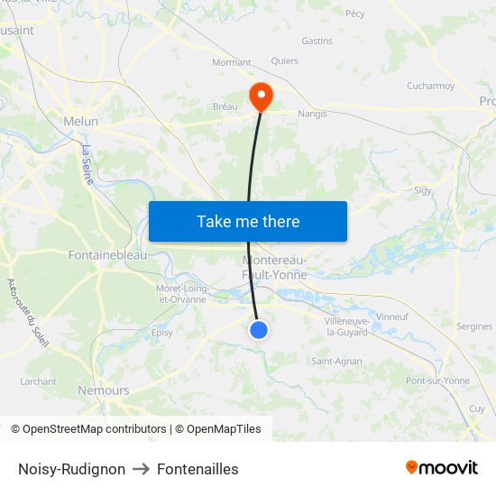 Noisy-Rudignon to Fontenailles map