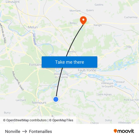 Nonville to Fontenailles map