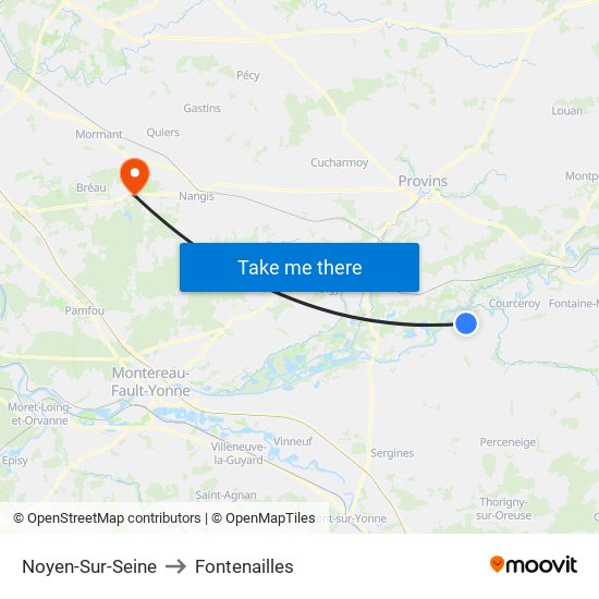 Noyen-Sur-Seine to Fontenailles map