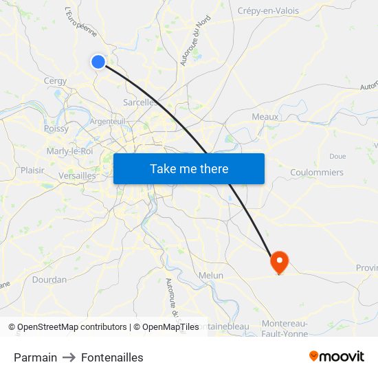 Parmain to Fontenailles map