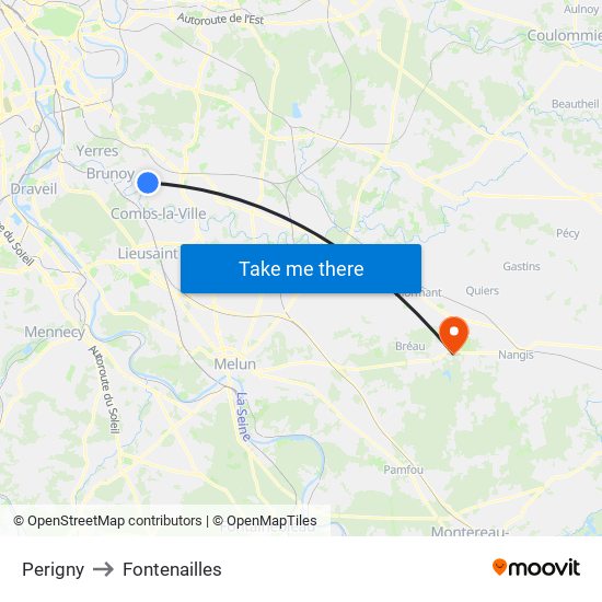 Perigny to Fontenailles map
