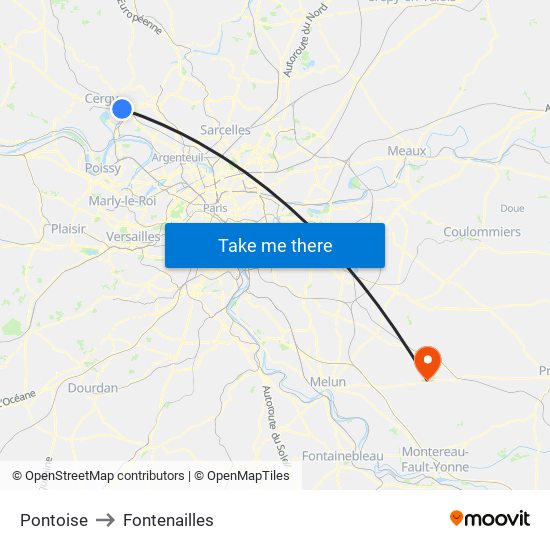 Pontoise to Fontenailles map