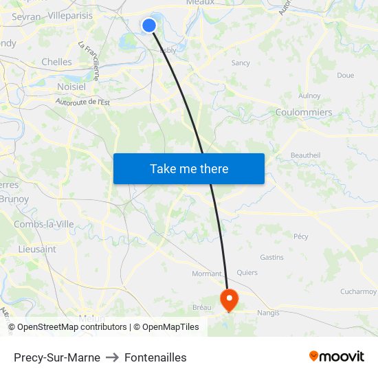 Precy-Sur-Marne to Fontenailles map
