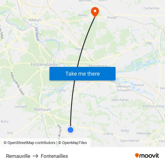 Remauville to Fontenailles map