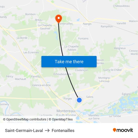 Saint-Germain-Laval to Fontenailles map