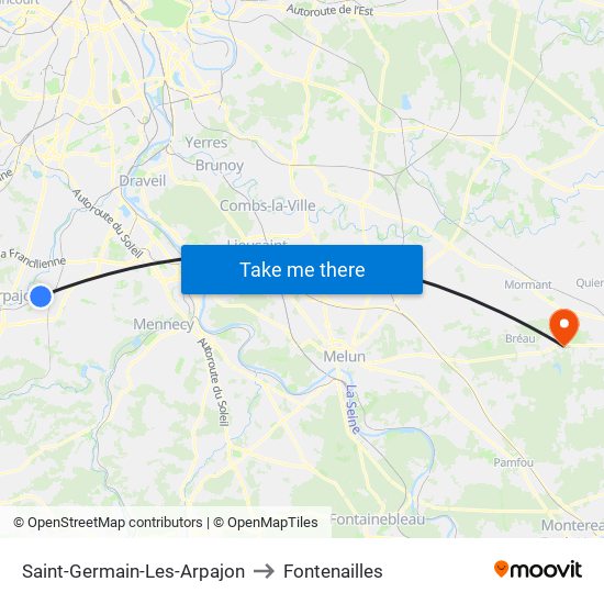 Saint-Germain-Les-Arpajon to Fontenailles map