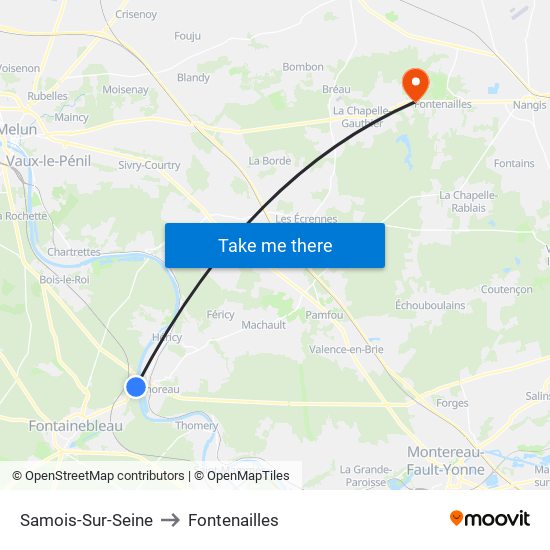 Samois-Sur-Seine to Fontenailles map