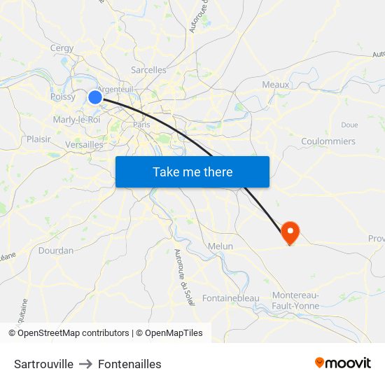 Sartrouville to Fontenailles map