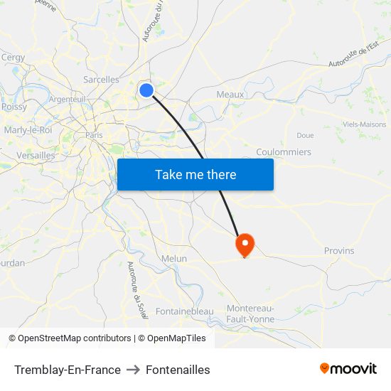 Tremblay-En-France to Fontenailles map