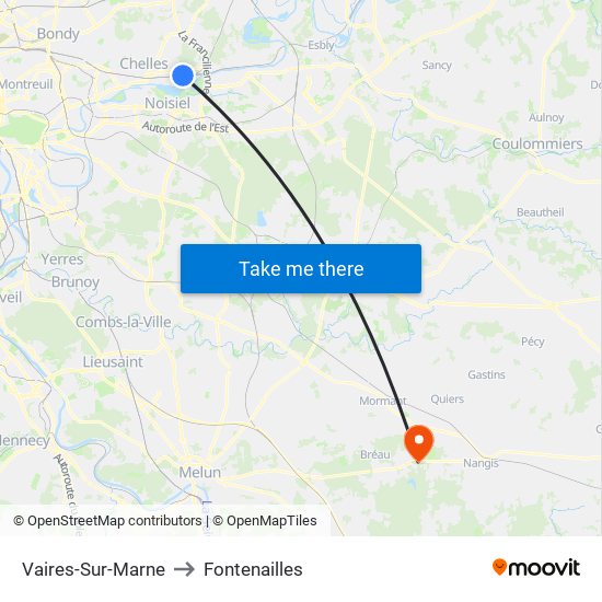 Vaires-Sur-Marne to Fontenailles map