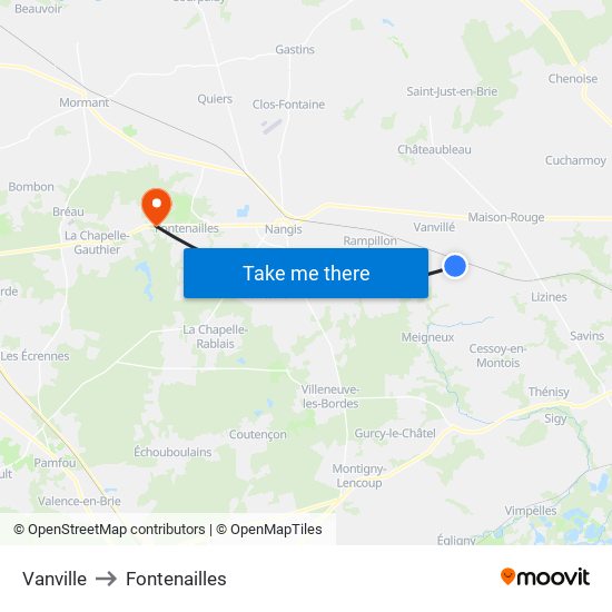 Vanville to Fontenailles map