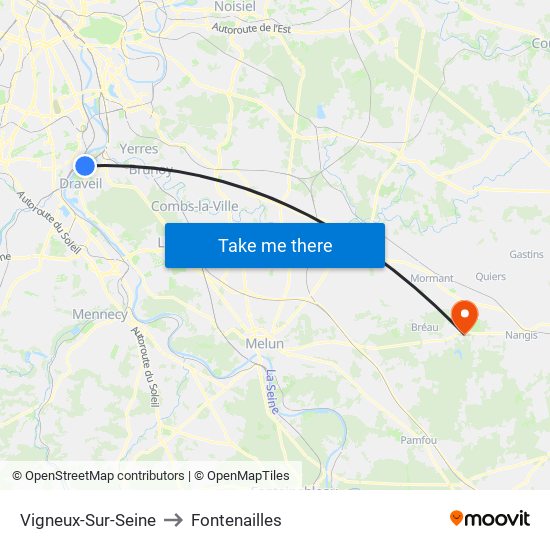 Vigneux-Sur-Seine to Fontenailles map