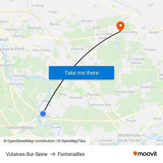 Vulaines-Sur-Seine to Fontenailles map