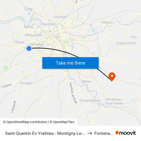 Saint-Quentin En Yvelines - Montigny-Le-Bretonneux to Fontenailles map