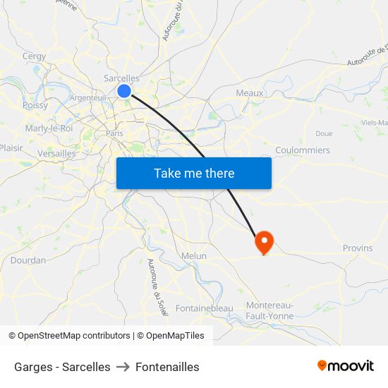 Garges - Sarcelles to Fontenailles map