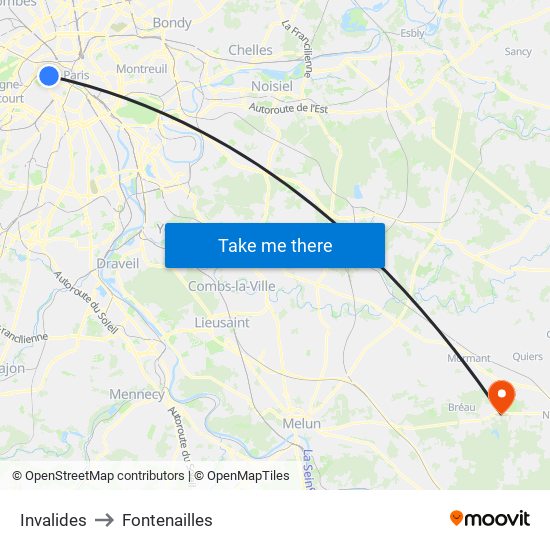 Invalides to Fontenailles map