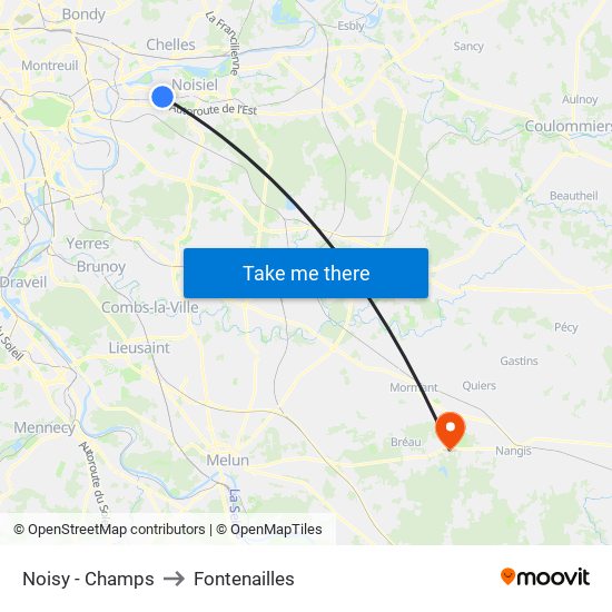 Noisy - Champs to Fontenailles map