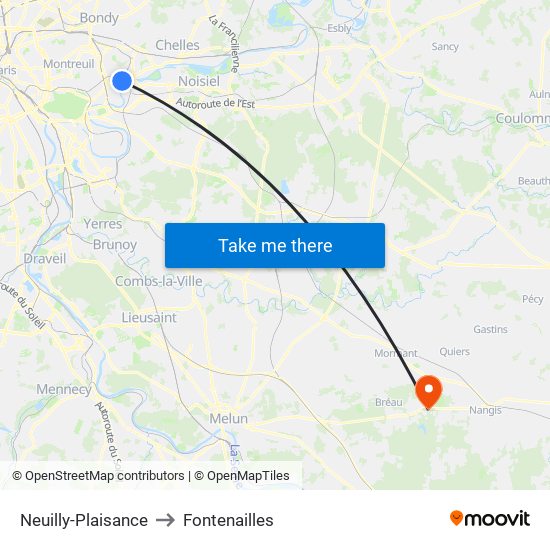 Neuilly-Plaisance to Fontenailles map