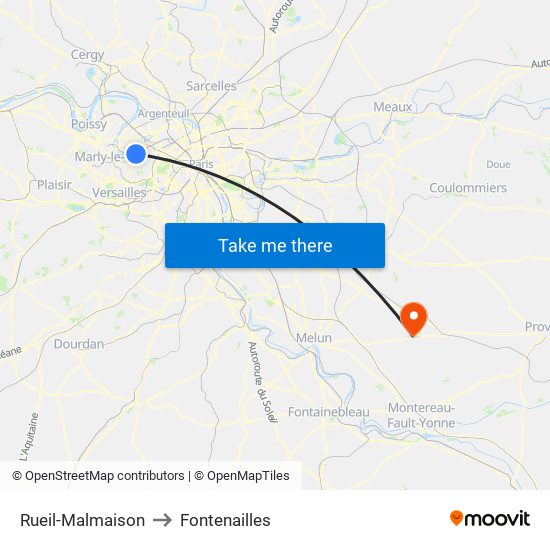 Rueil-Malmaison to Fontenailles map