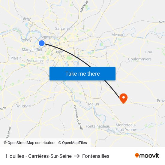 Houilles - Carrières-Sur-Seine to Fontenailles map