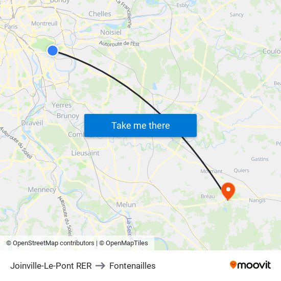 Joinville-Le-Pont RER to Fontenailles map