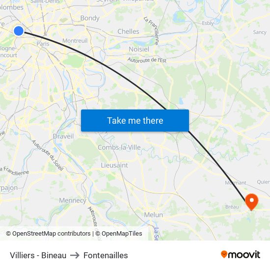 Villiers - Bineau to Fontenailles map