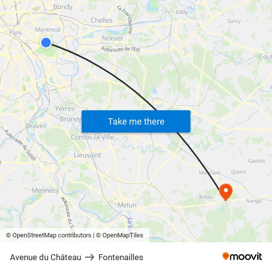 Avenue du Château to Fontenailles map