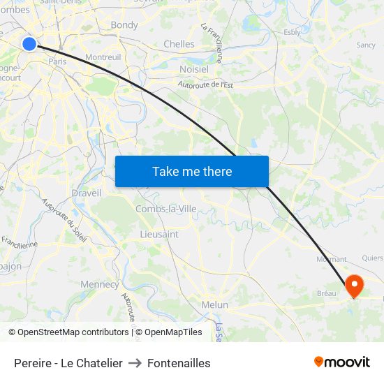 Pereire - Le Chatelier to Fontenailles map